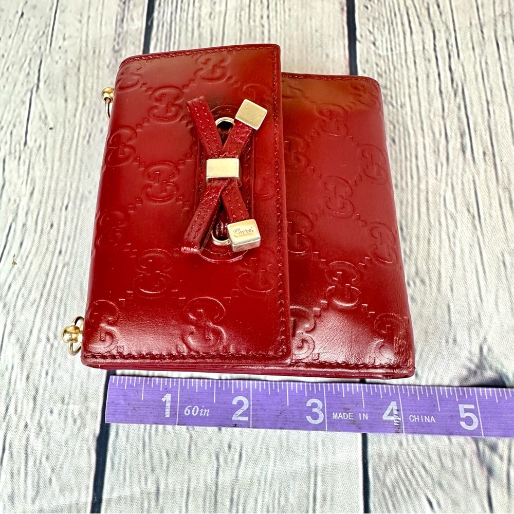 Gucci red leather mini Guccissima wallet crossbody - Picture 14 of 15